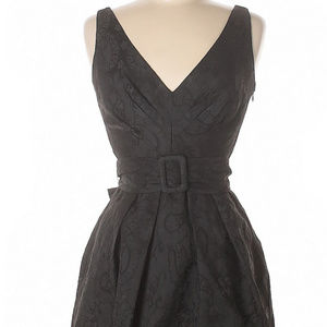 Eva Franco Black V-Neck Fit & Flare, Size 8